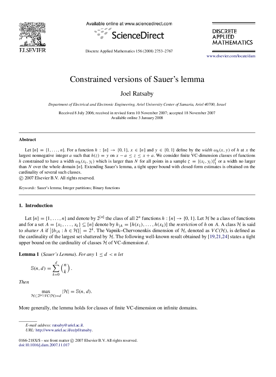 Constrained versions of Sauer’s lemma