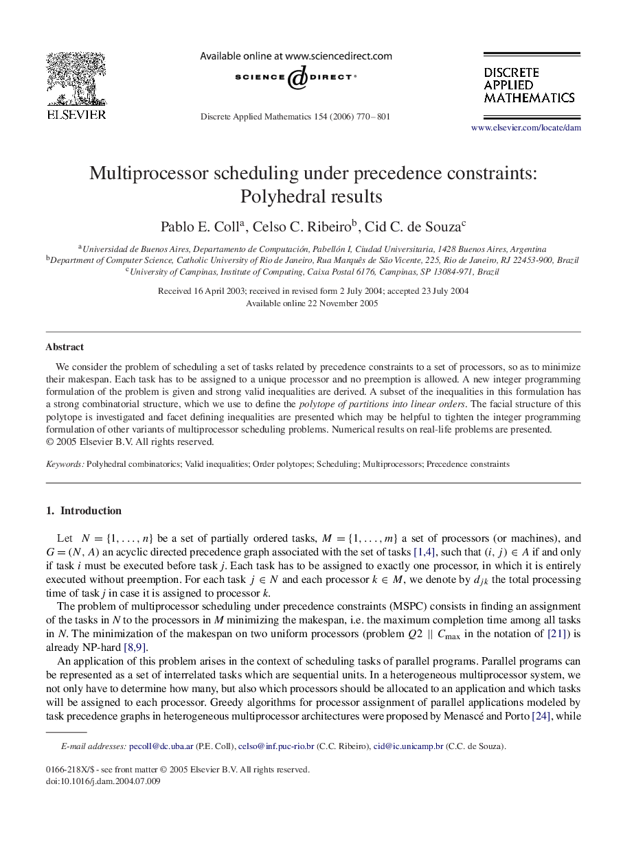 Multiprocessor scheduling under precedence constraints: Polyhedral results