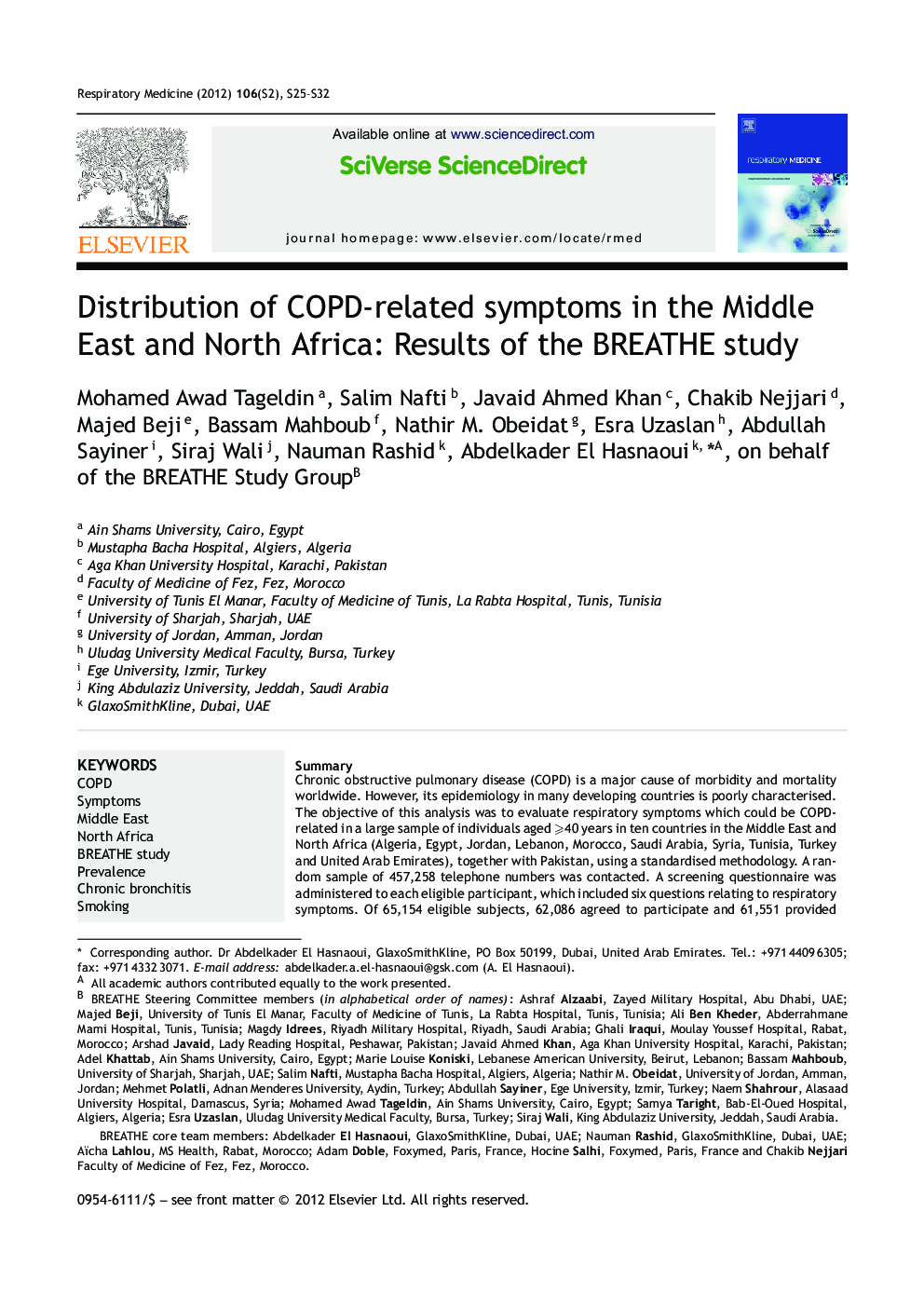 Distribution of COPD-related symptoms in the Middle East and North Africa: Results of the BREATHE study 