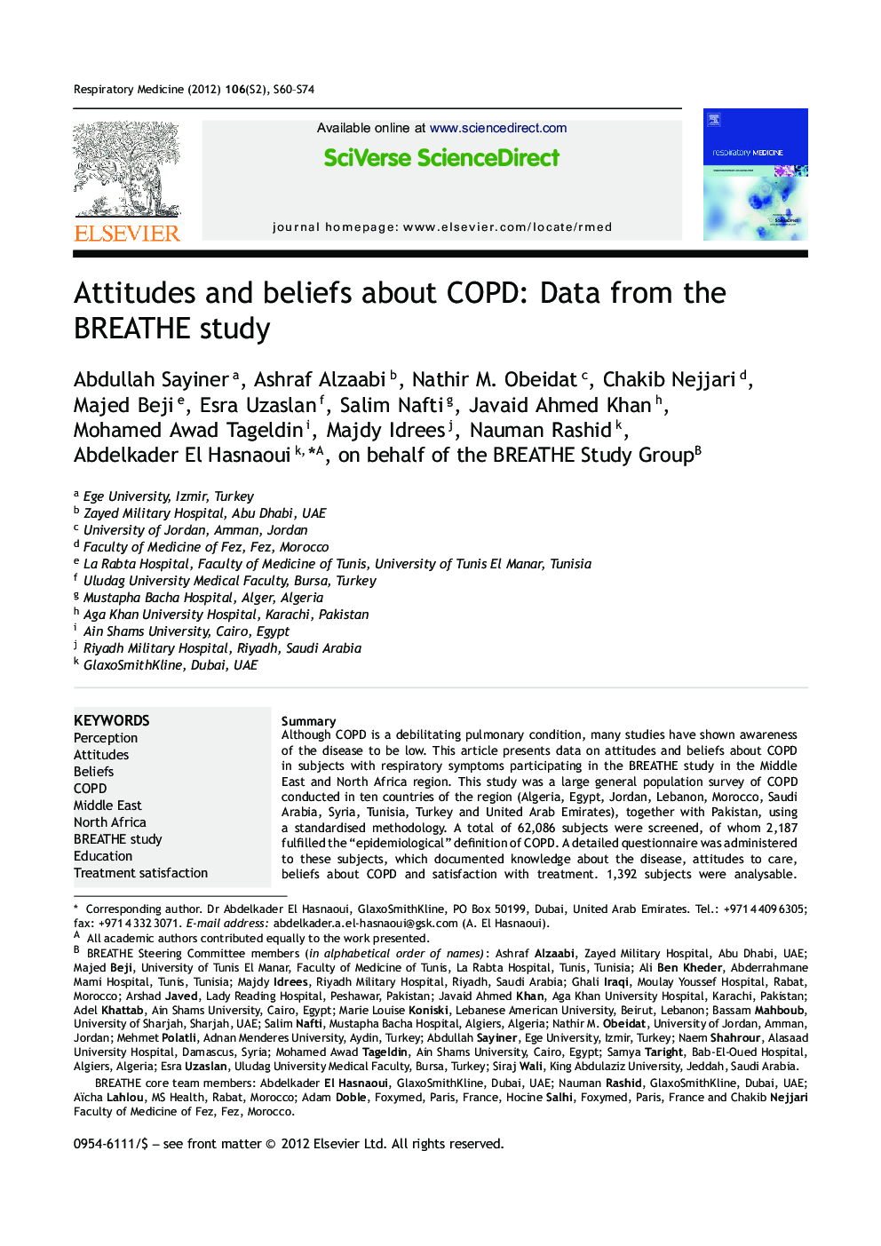 Attitudes and beliefs about COPD: Data from the BREATHE study 