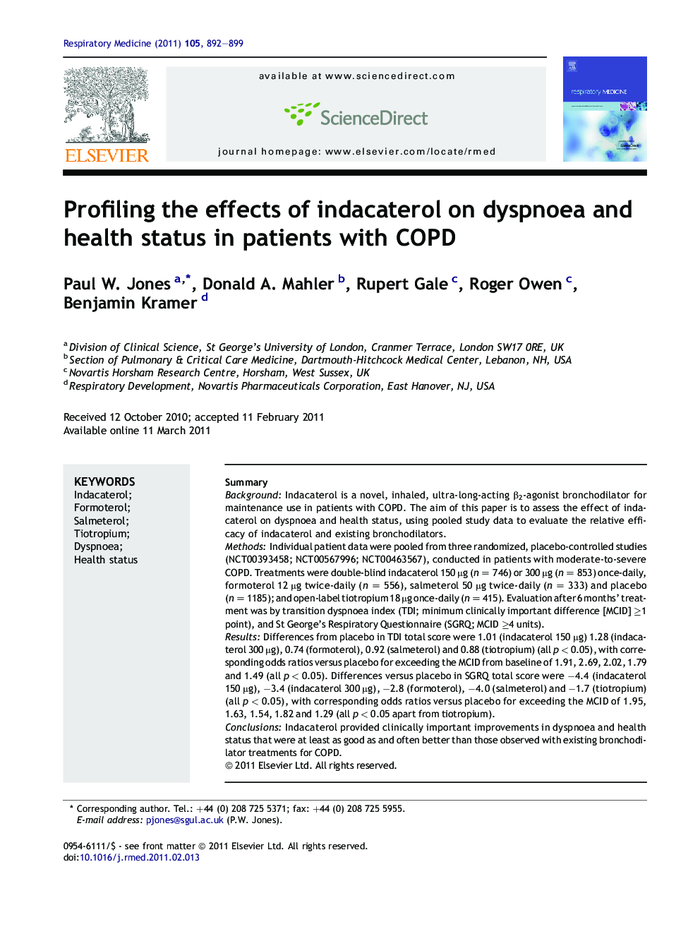 Profiling the effects of indacaterol on dyspnoea and health status in patients with COPD