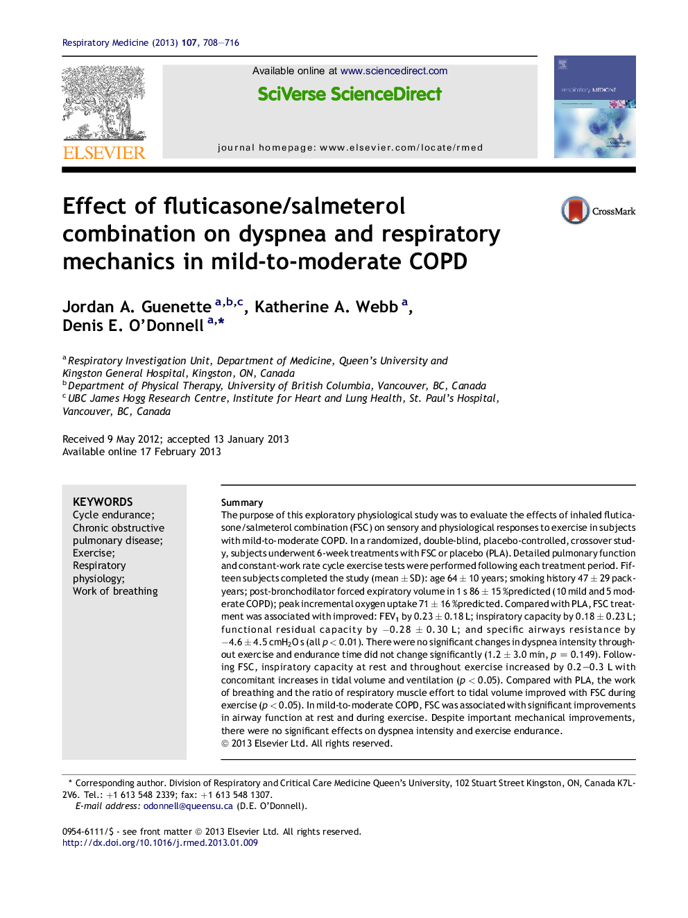 Effect of fluticasone/salmeterol combination on dyspnea and respiratory mechanics in mild-to-moderate COPD