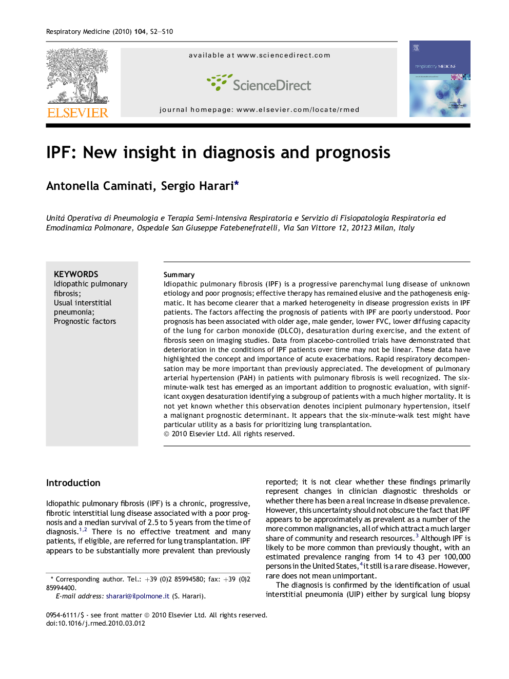 IPF: New insight in diagnosis and prognosis