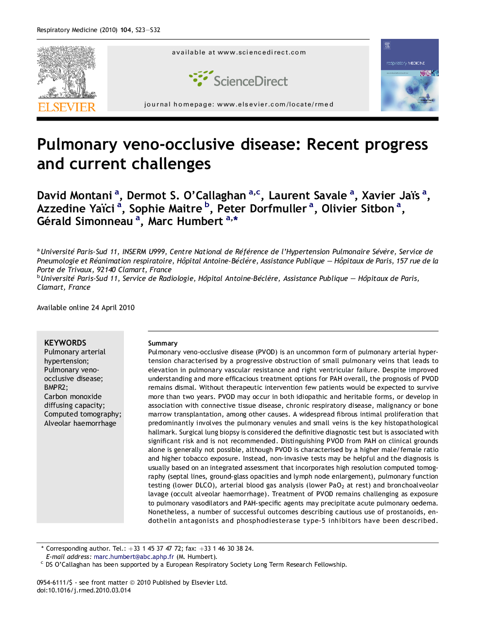 Pulmonary veno-occlusive disease: Recent progress and current challenges