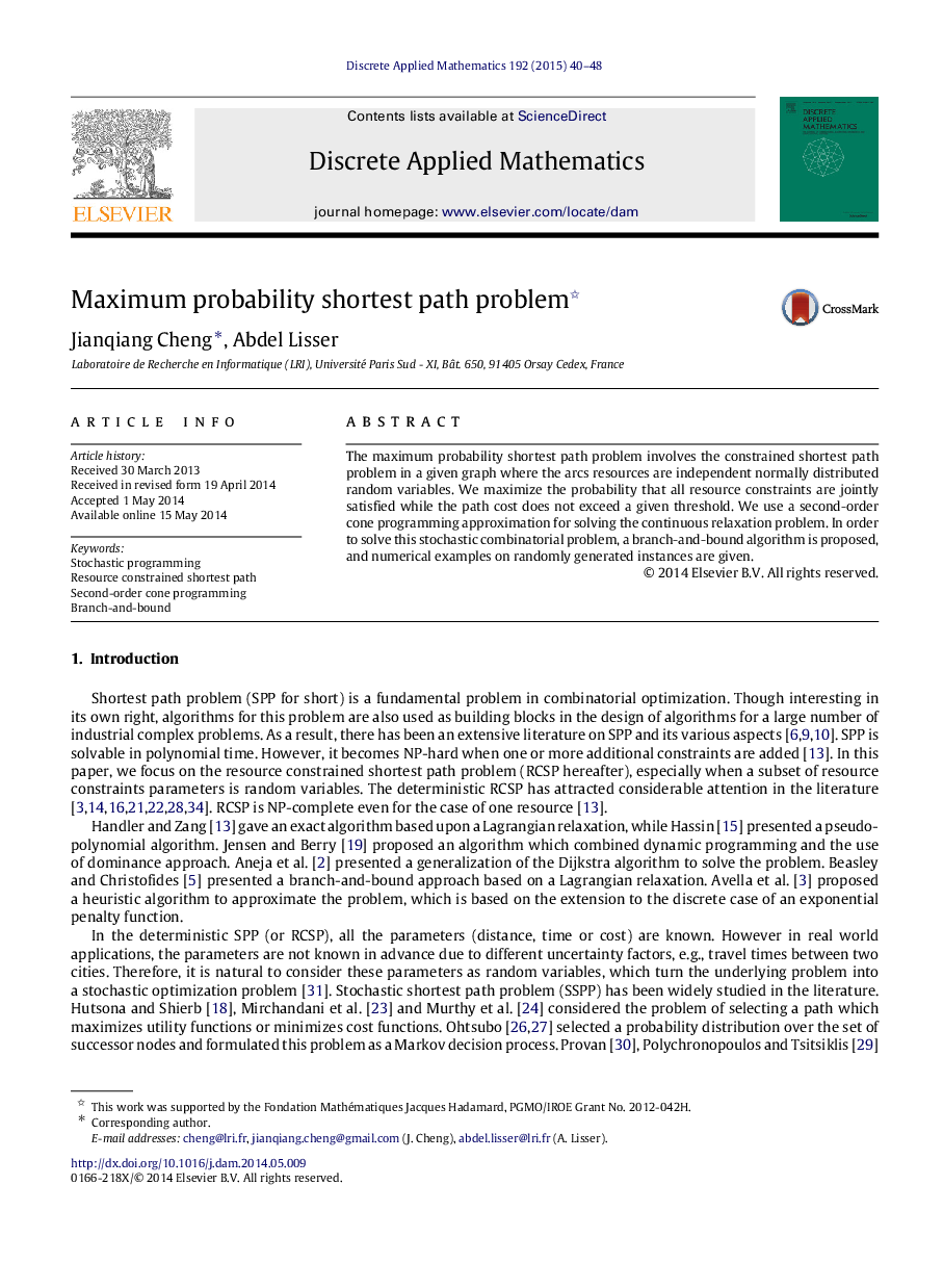 Maximum probability shortest path problem 