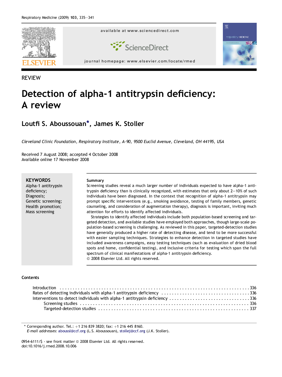 Detection of alpha-1 antitrypsin deficiency: A review