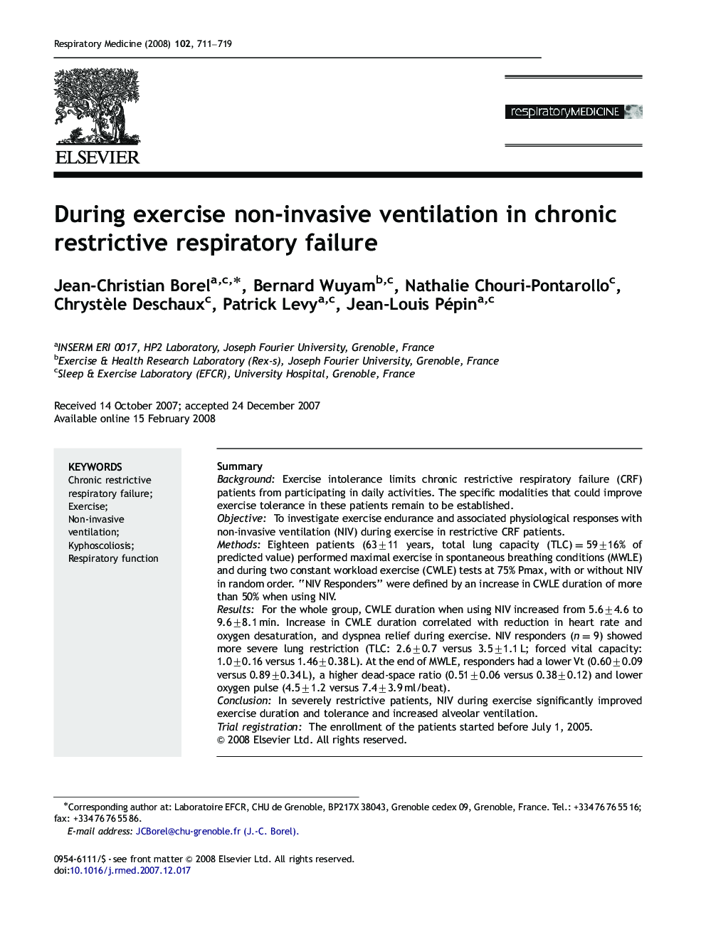 During exercise non-invasive ventilation in chronic restrictive respiratory failure