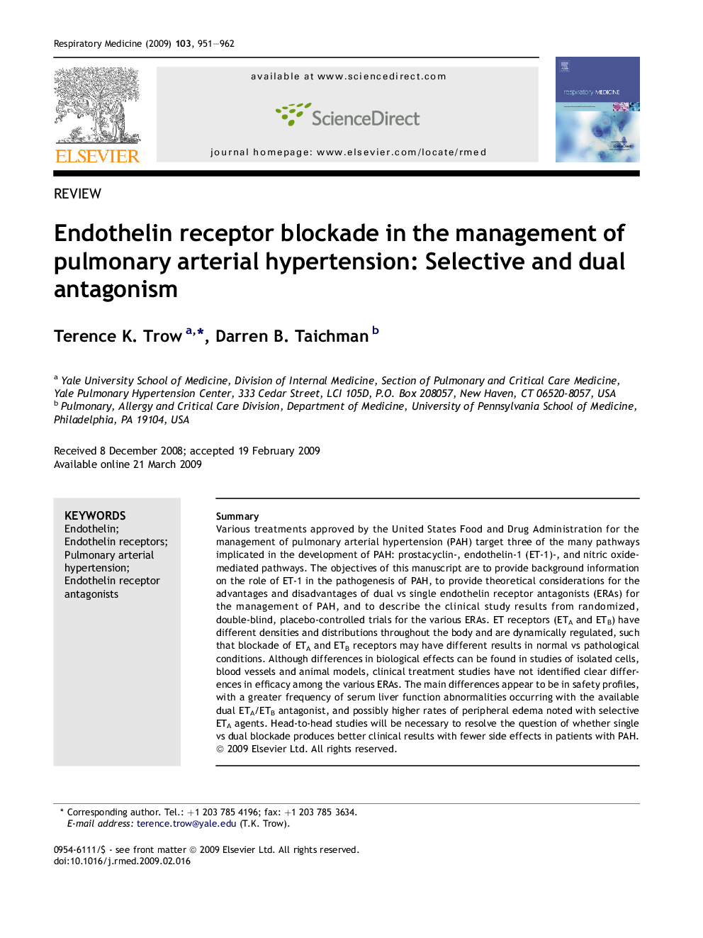 Endothelin receptor blockade in the management of pulmonary arterial hypertension: Selective and dual antagonism