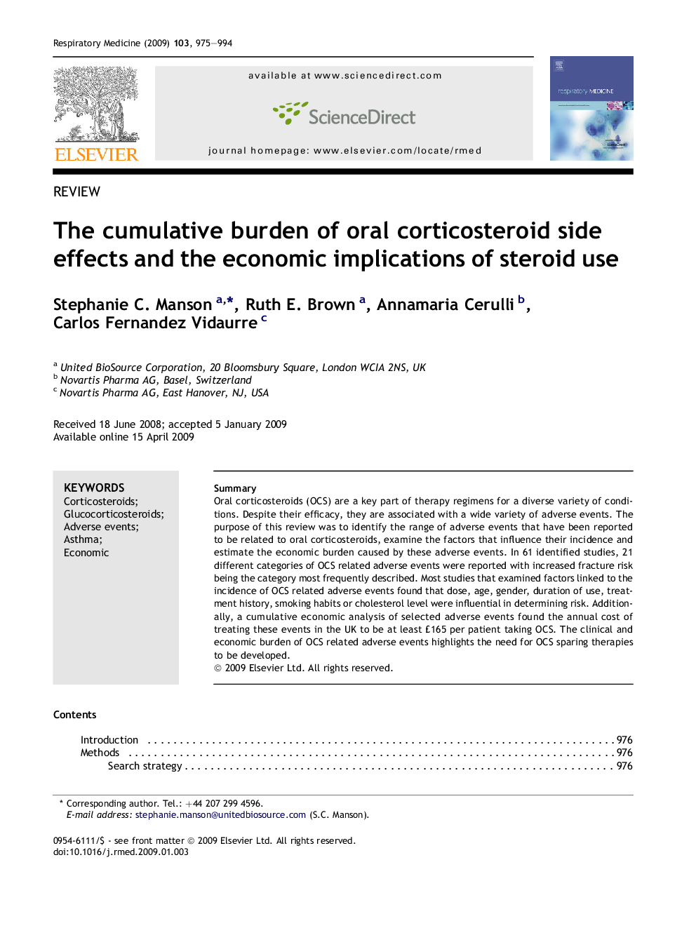 The cumulative burden of oral corticosteroid side effects and the economic implications of steroid use