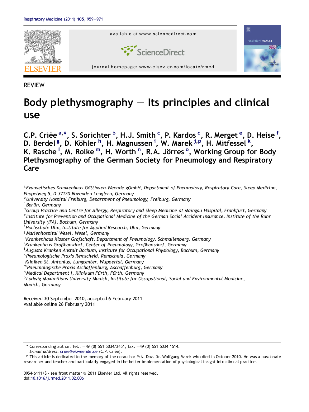 Body plethysmography – Its principles and clinical use