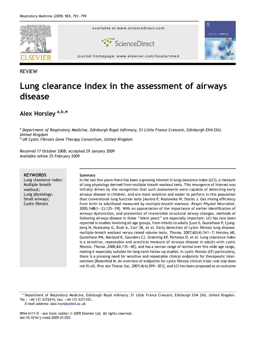 Lung clearance index in the assessment of airways disease