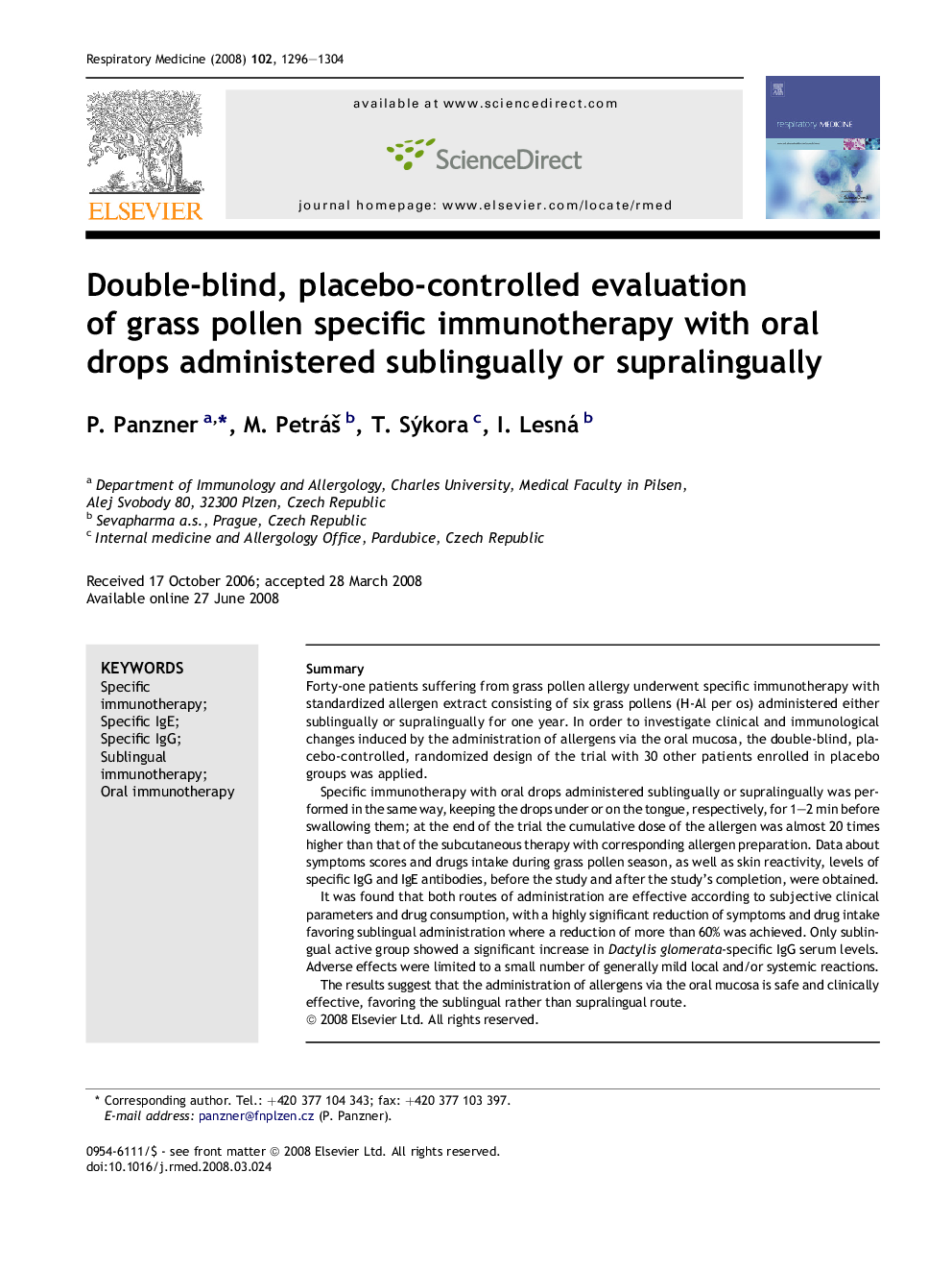 Double-blind, placebo-controlled evaluation of grass pollen specific immunotherapy with oral drops administered sublingually or supralingually