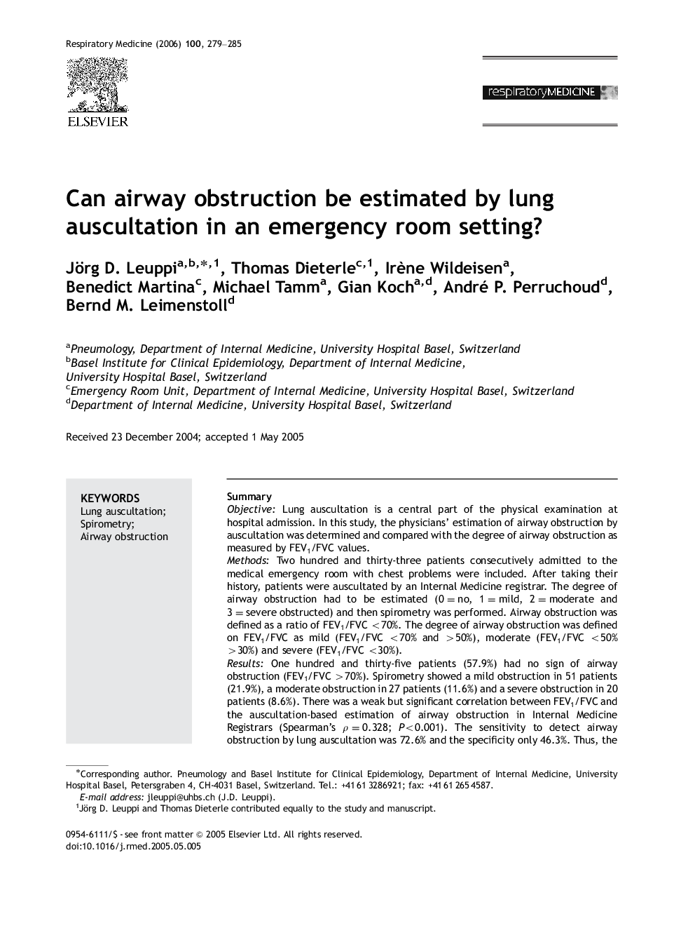 Can airway obstruction be estimated by lung auscultation in an emergency room setting?