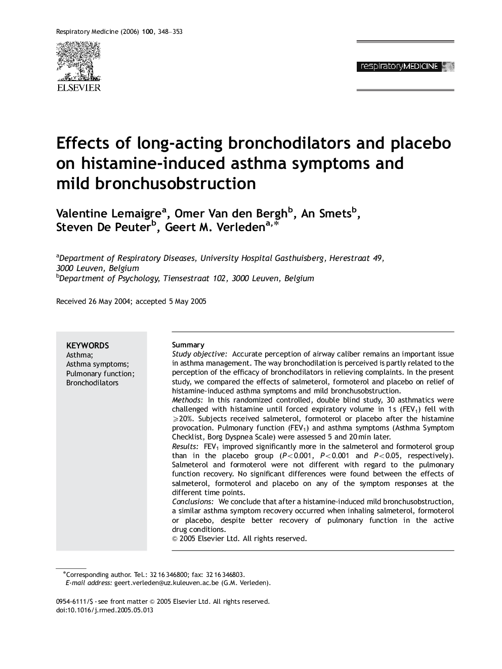 Effects of long-acting bronchodilators and placebo on histamine-induced asthma symptoms and mild bronchusobstruction