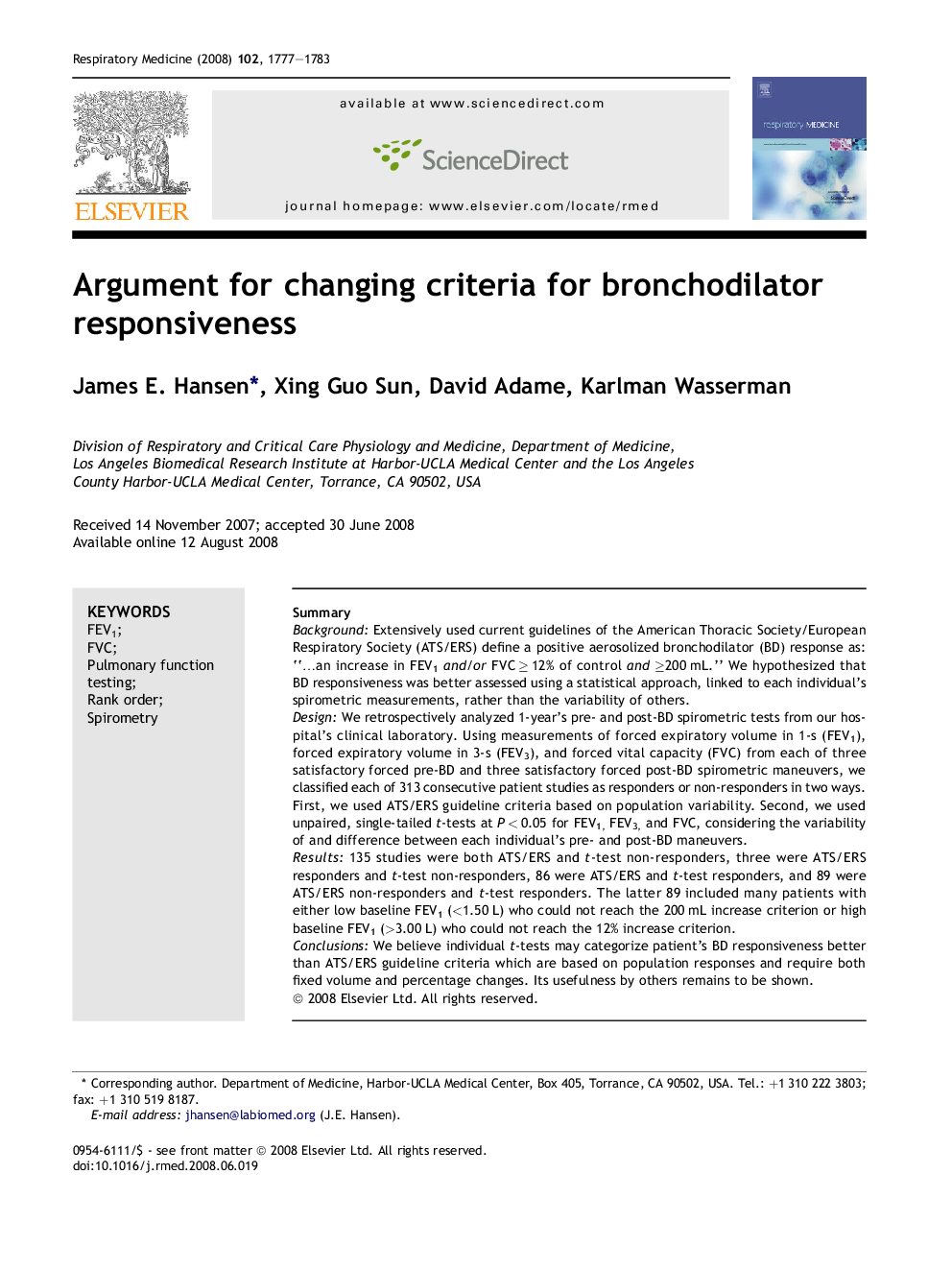 Argument for changing criteria for bronchodilator responsiveness