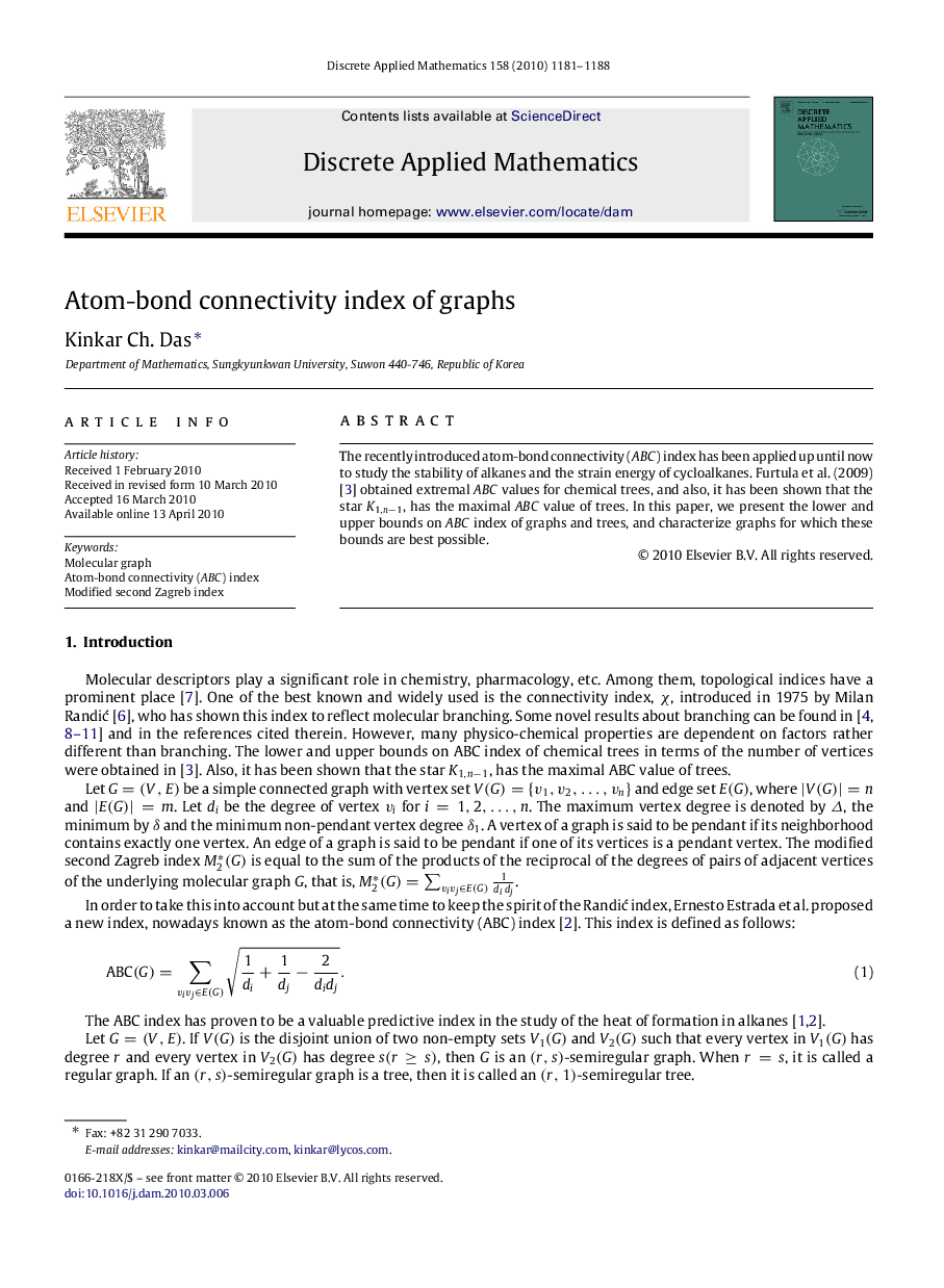 Atom-bond connectivity index of graphs