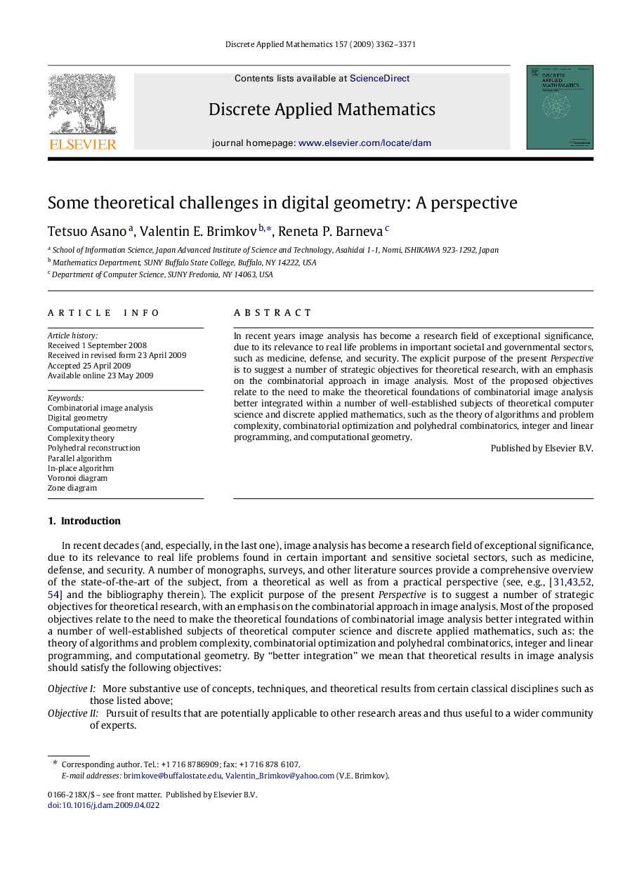 Some theoretical challenges in digital geometry: A perspective