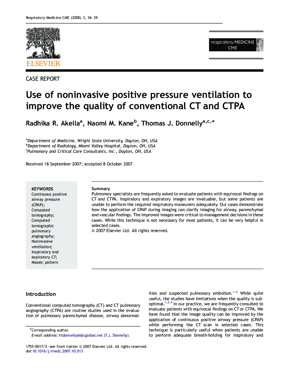 Use of noninvasive positive pressure ventilation to improve the quality of conventional CT and CTPA