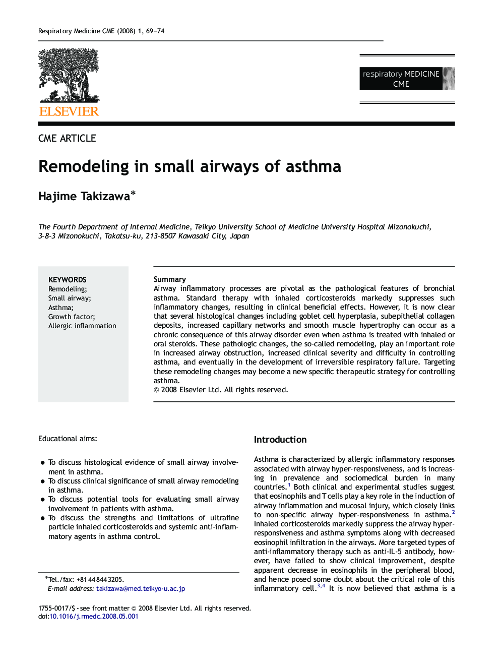 Remodeling in small airways of asthma
