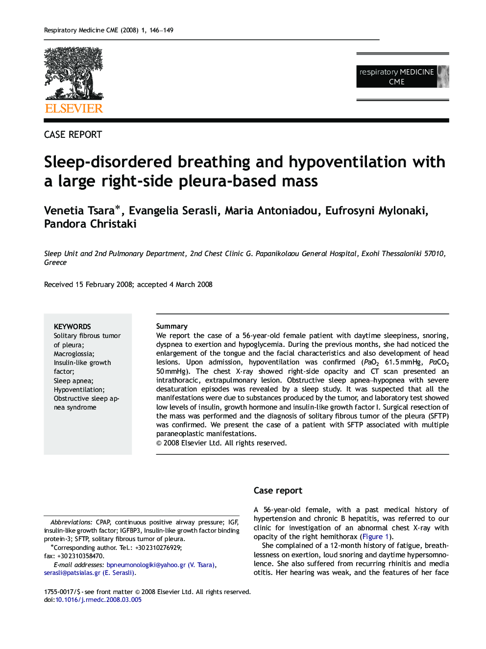 Sleep-disordered breathing and hypoventilation with a large right-side pleura-based mass