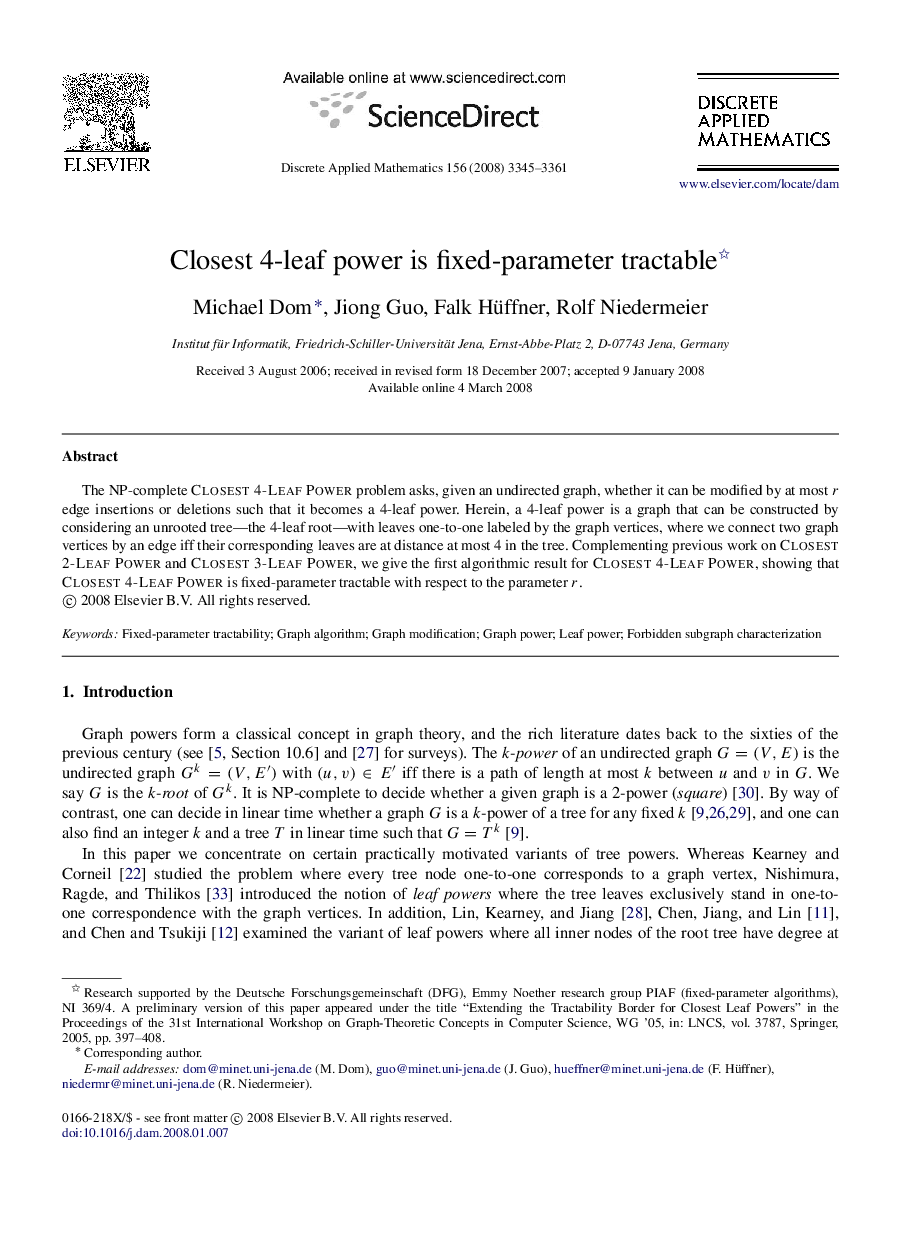 Closest 4-leaf power is fixed-parameter tractable 