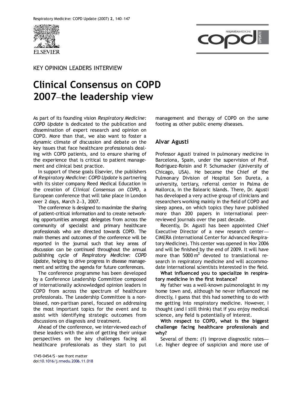 Clinical Consensus on COPD 2007-the leadership view