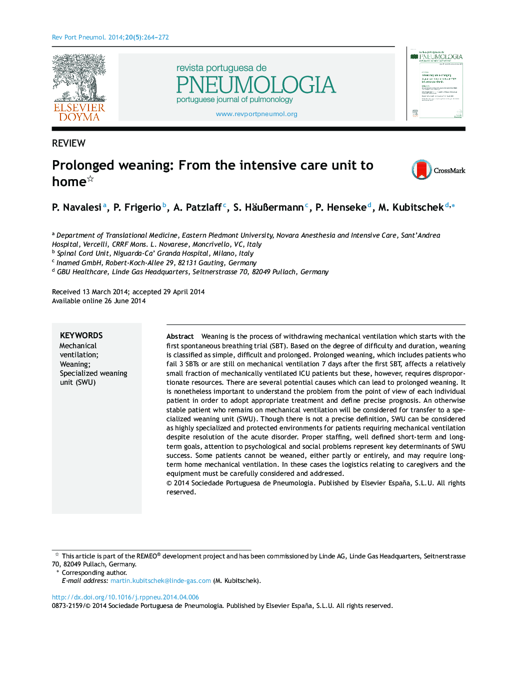 Prolonged weaning: From the intensive care unit to home 