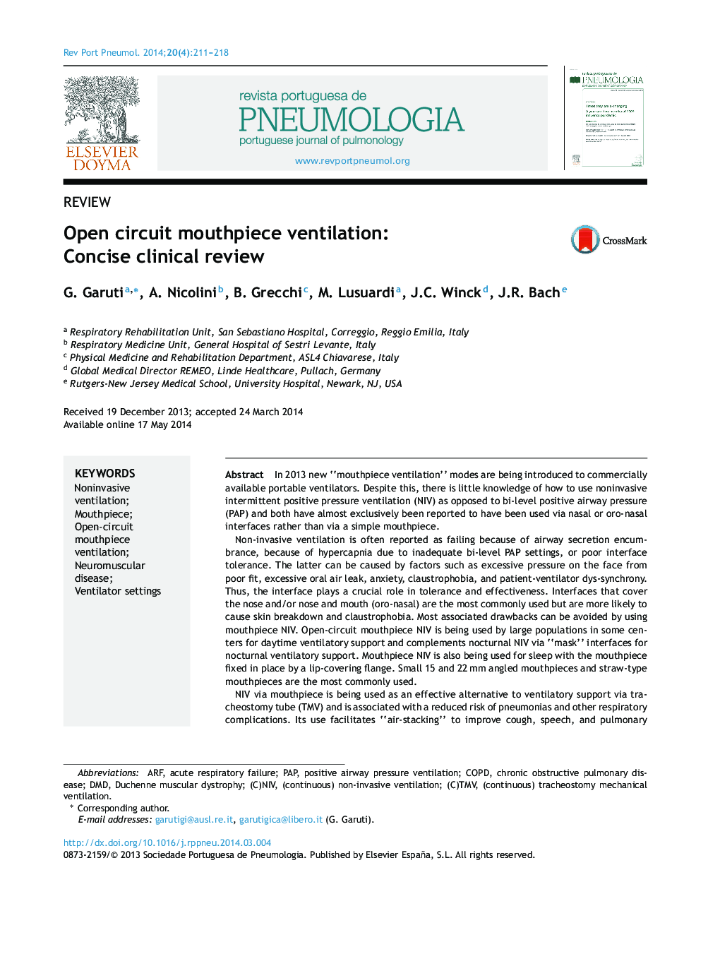 Open circuit mouthpiece ventilation: Concise clinical review