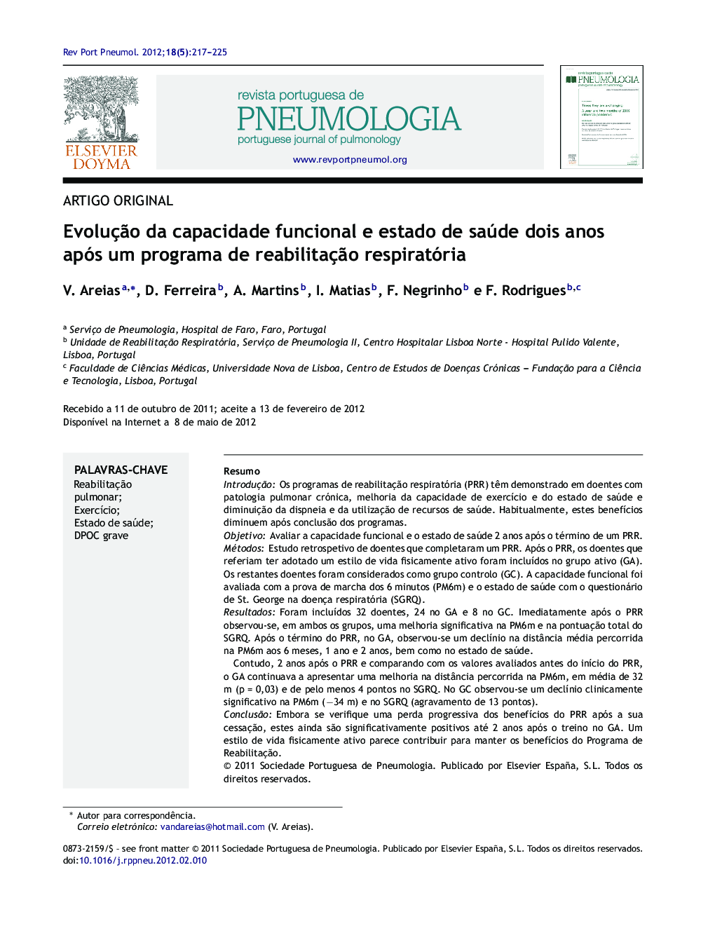 Evolução da capacidade funcional e estado de saúde dois anos após um programa de reabilitação respiratória