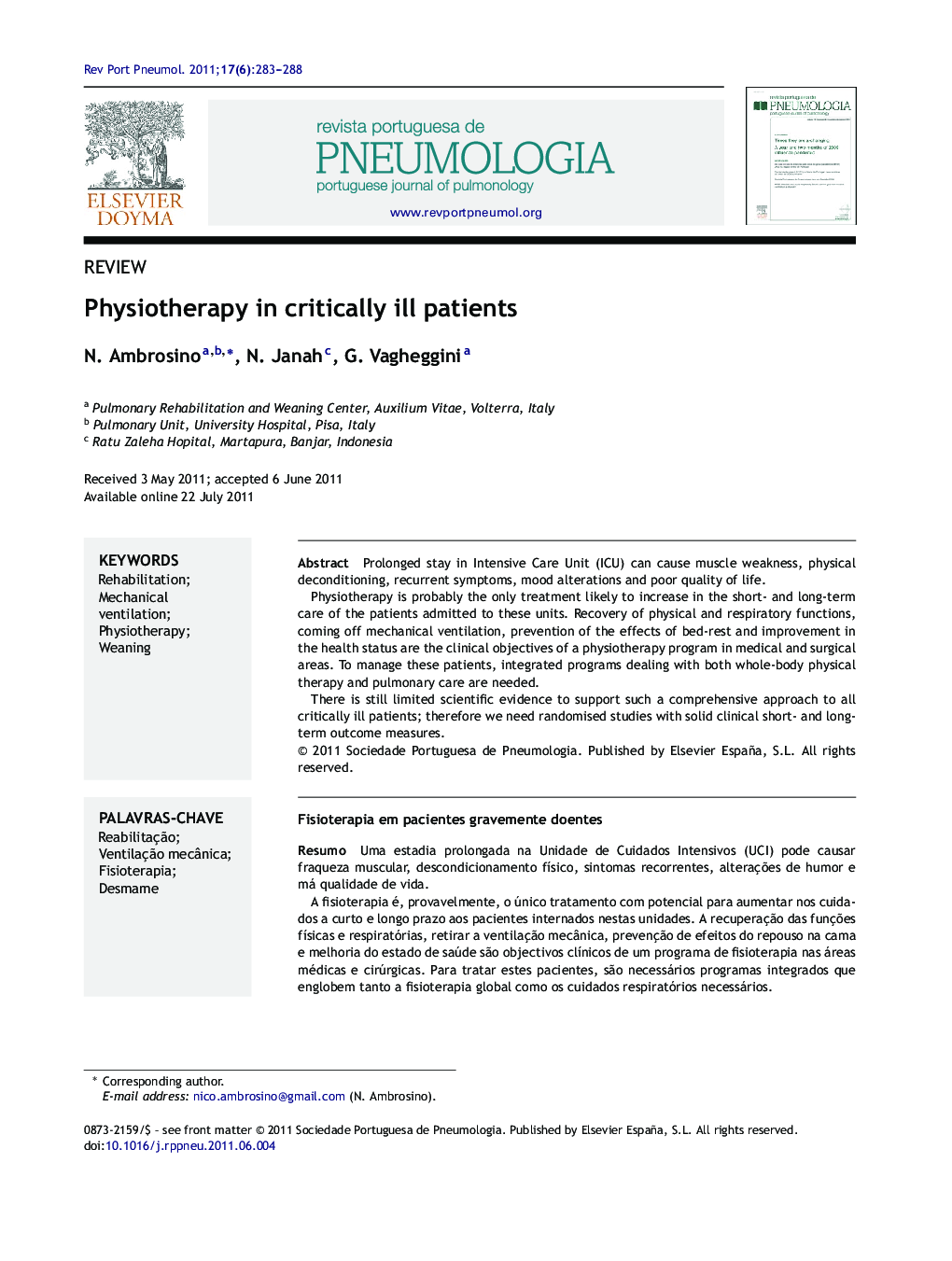 Physiotherapy in critically ill patients