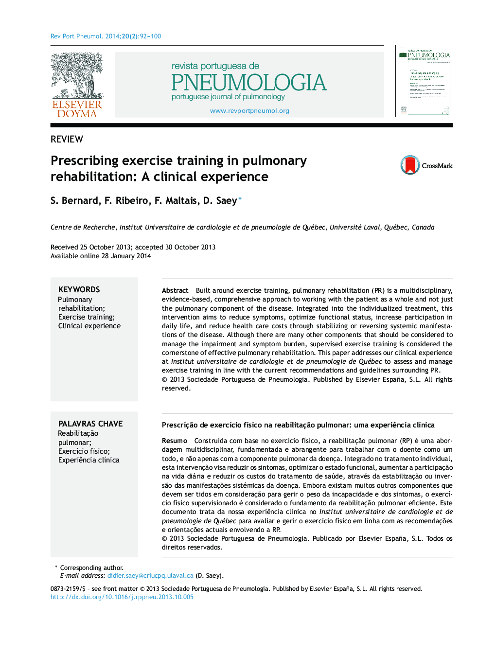 Prescribing exercise training in pulmonary rehabilitation: A clinical experience