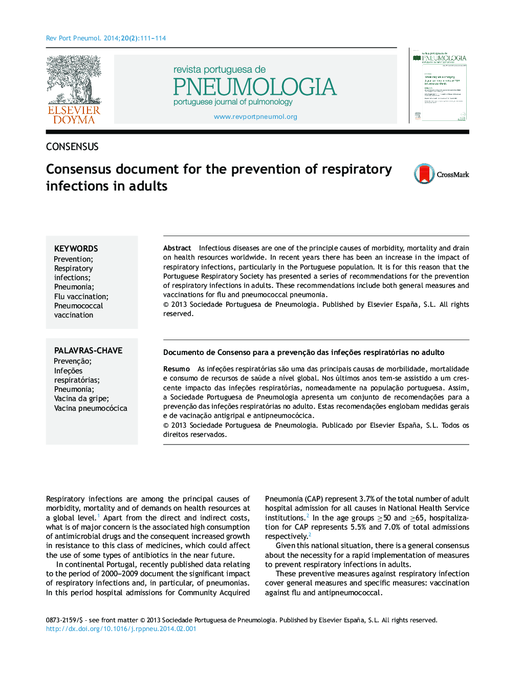 Consensus document for the prevention of respiratory infections in adults