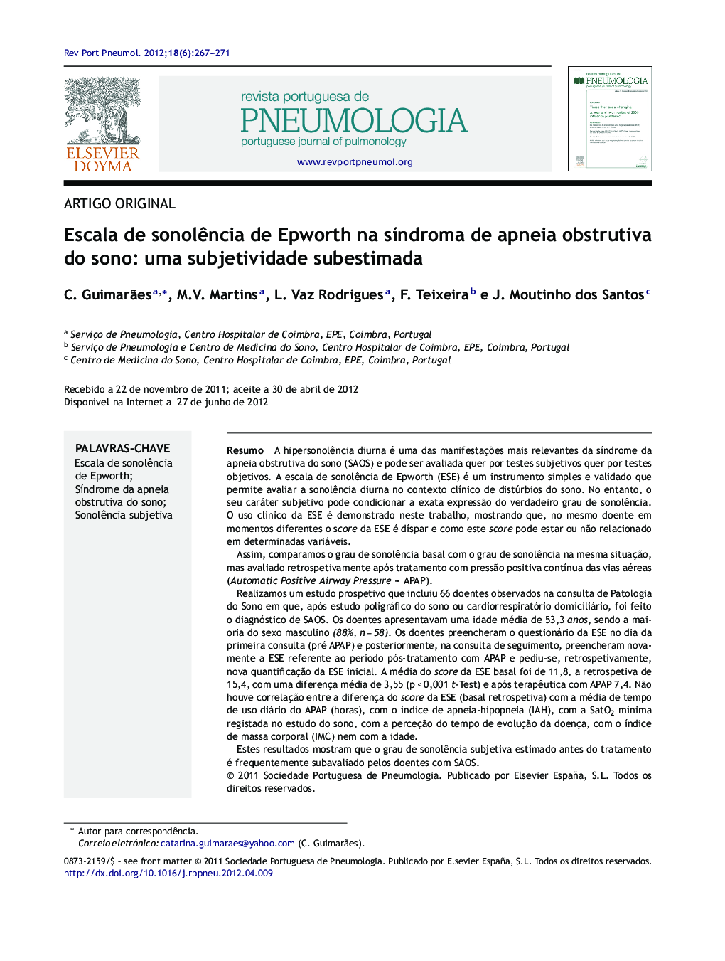 Escala de sonolência de Epworth na síndroma de apneia obstrutiva do sono: uma subjetividade subestimada