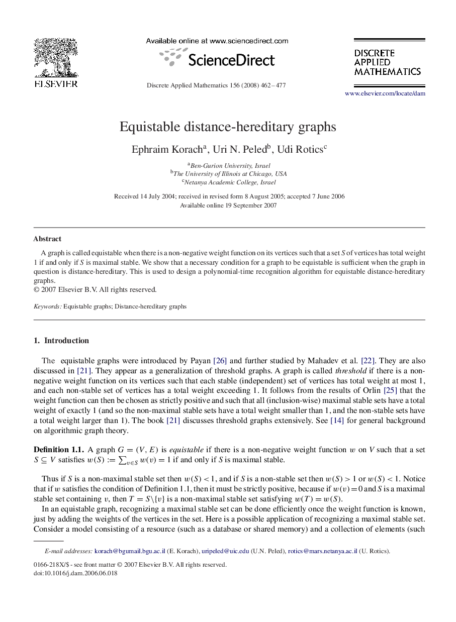 Equistable distance-hereditary graphs