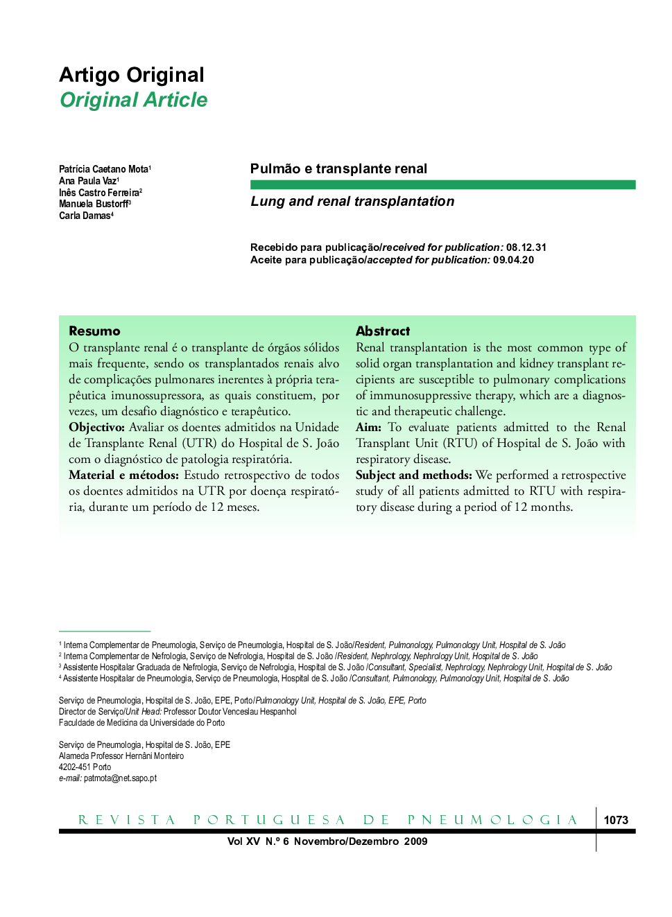 PulmÃ£o e transplante renal