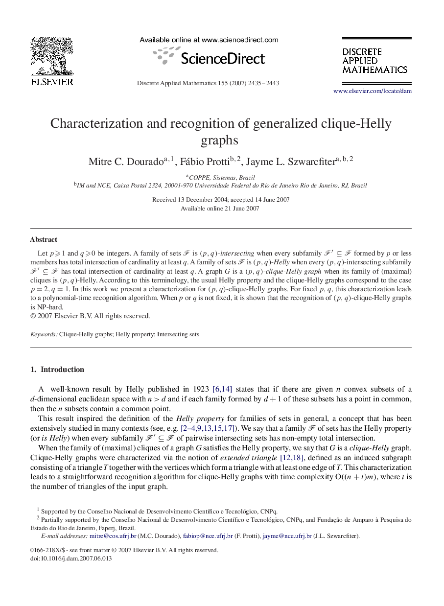 Characterization and recognition of generalized clique-Helly graphs