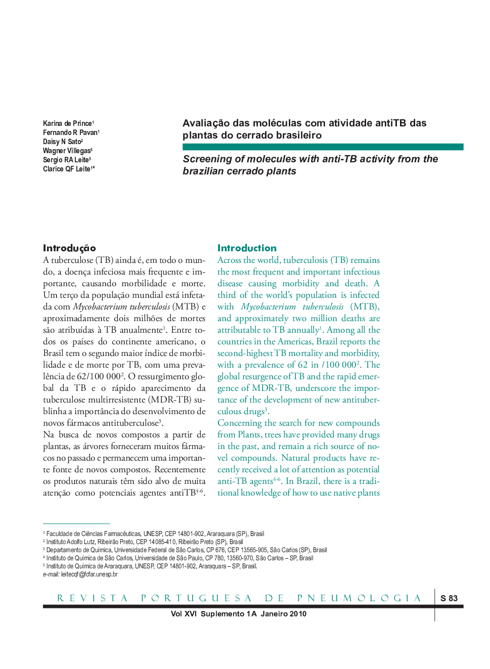 AvaliaçÃ£o das moléculas com atividade antiTB das plantas do cerrado brasileiro