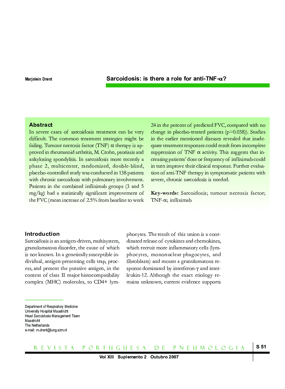 Sarcoidosis: is there a role for anti-TNF-α?