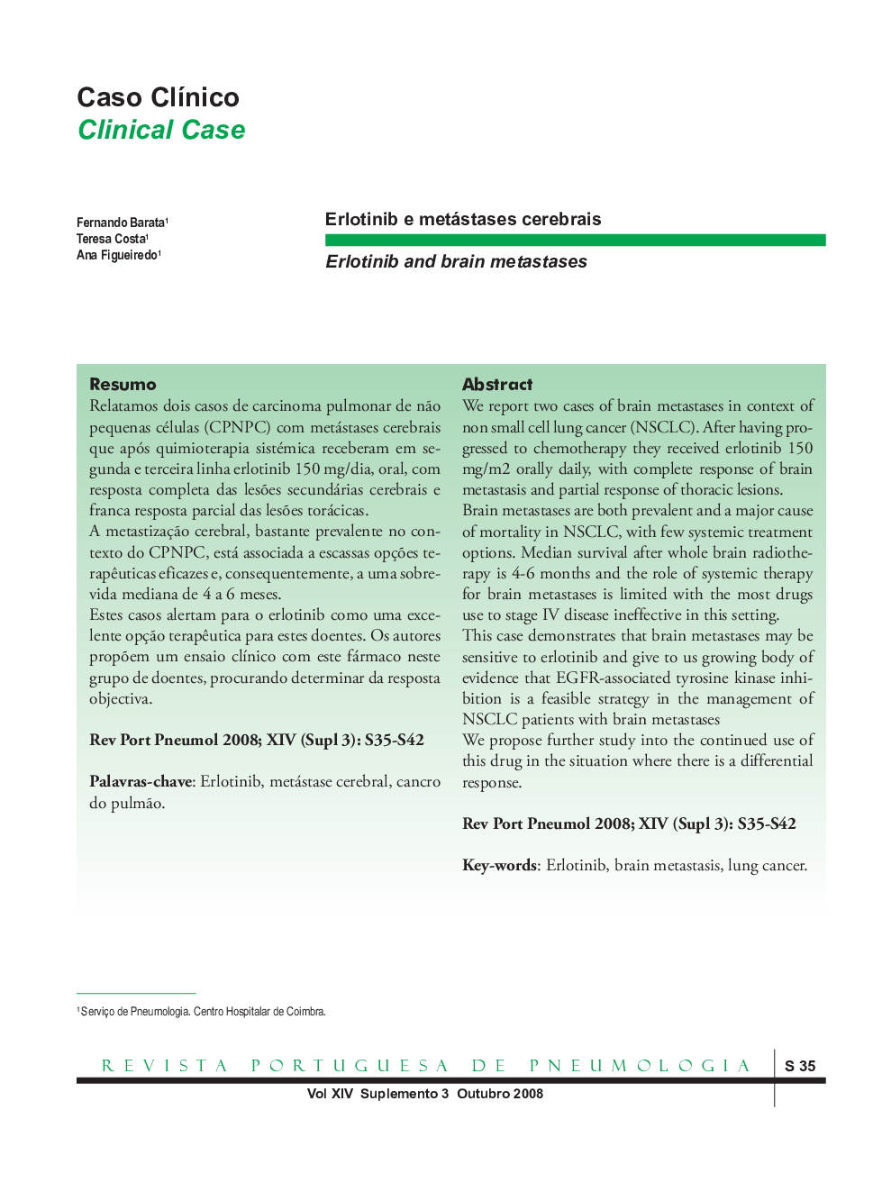 Erlotinib e metástases cerebrais