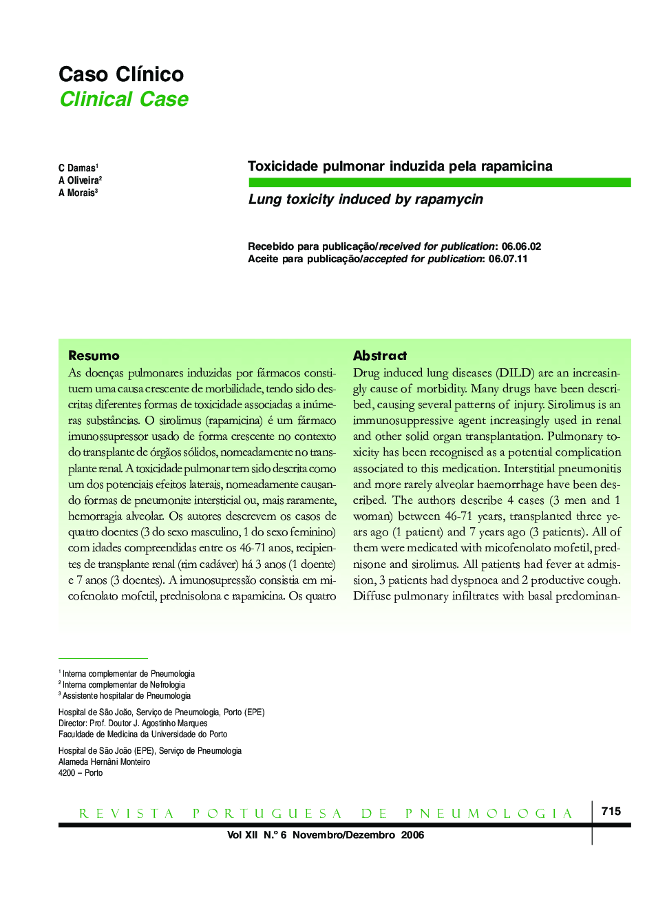 Toxicidade pulmonar induzida pela rapamicina