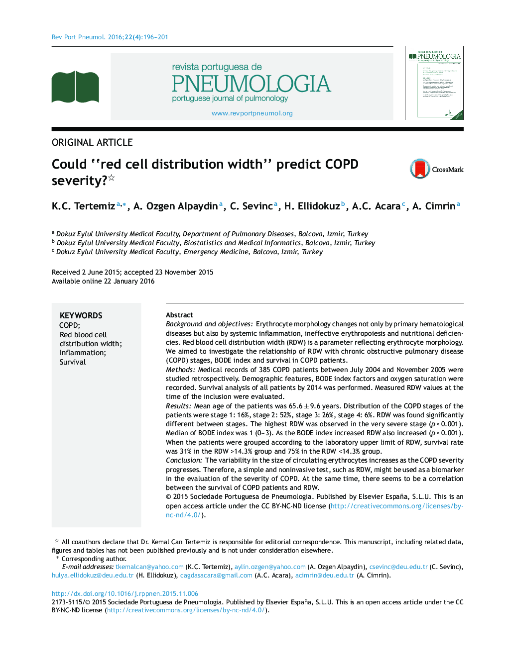 Could “red cell distribution width” predict COPD severity? 