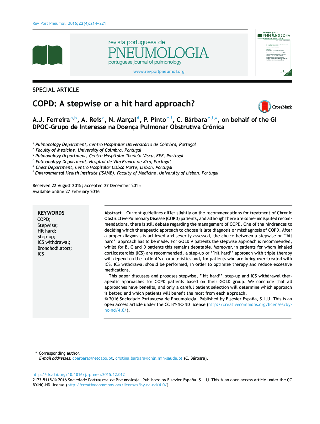 COPD: A stepwise or a hit hard approach?