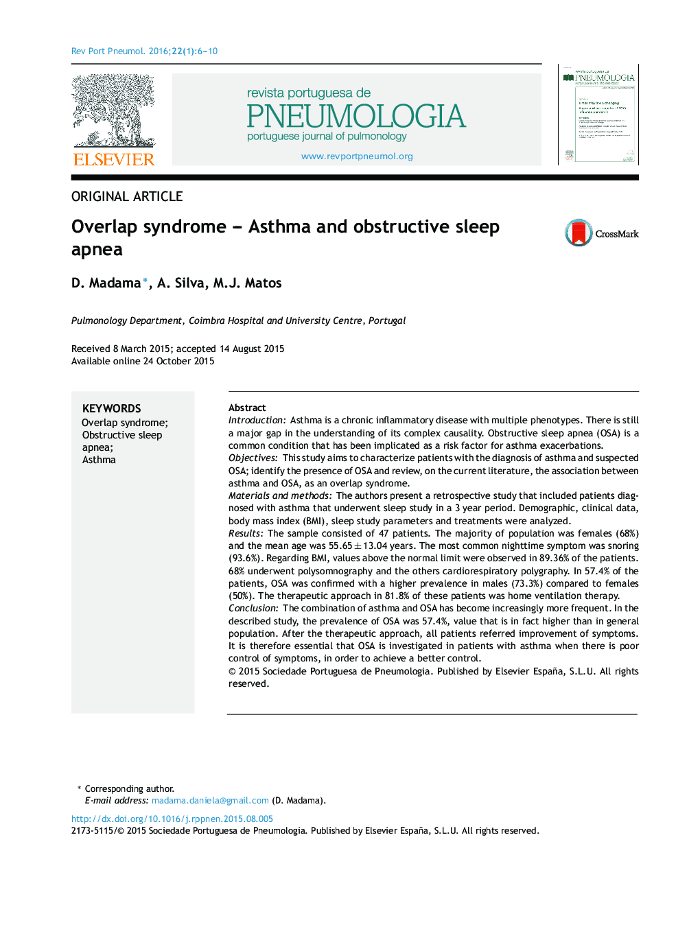 Overlap syndrome – Asthma and obstructive sleep apnea