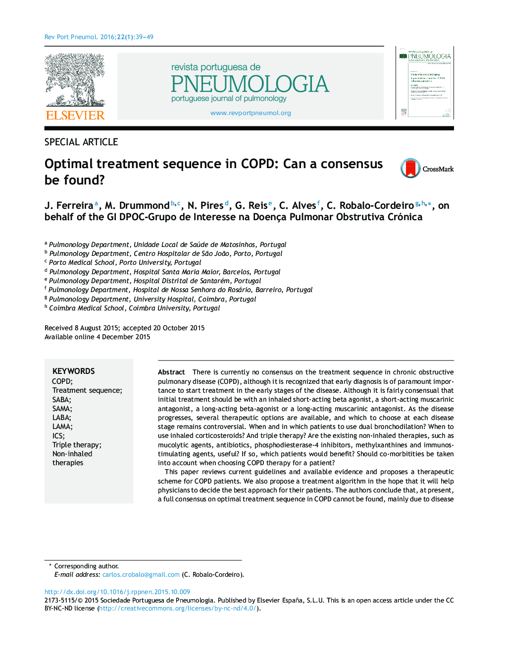 Optimal treatment sequence in COPD: Can a consensus be found?