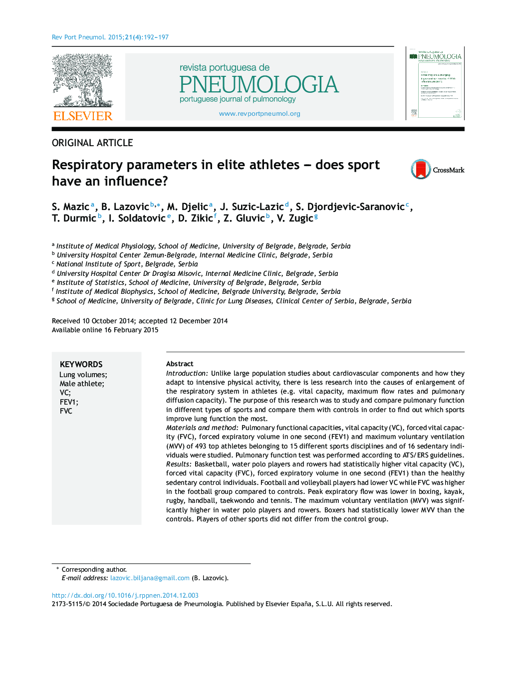 Respiratory parameters in elite athletes – does sport have an influence?