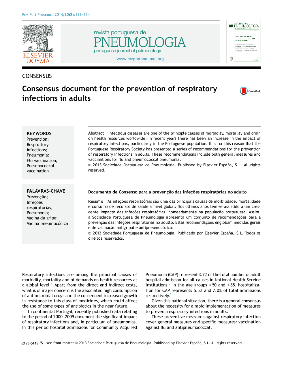 Consensus document for the prevention of respiratory infections in adults