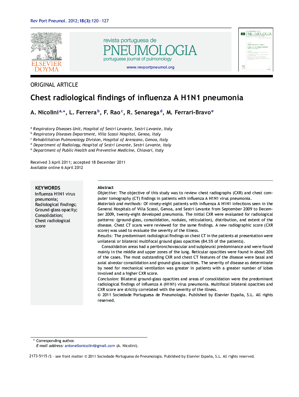 Chest radiological findings of influenza A H1N1 pneumonia