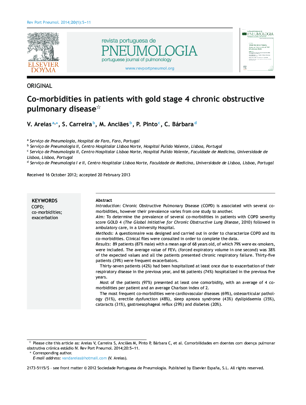 Co-morbidities in patients with gold stage 4 chronic obstructive pulmonary disease 