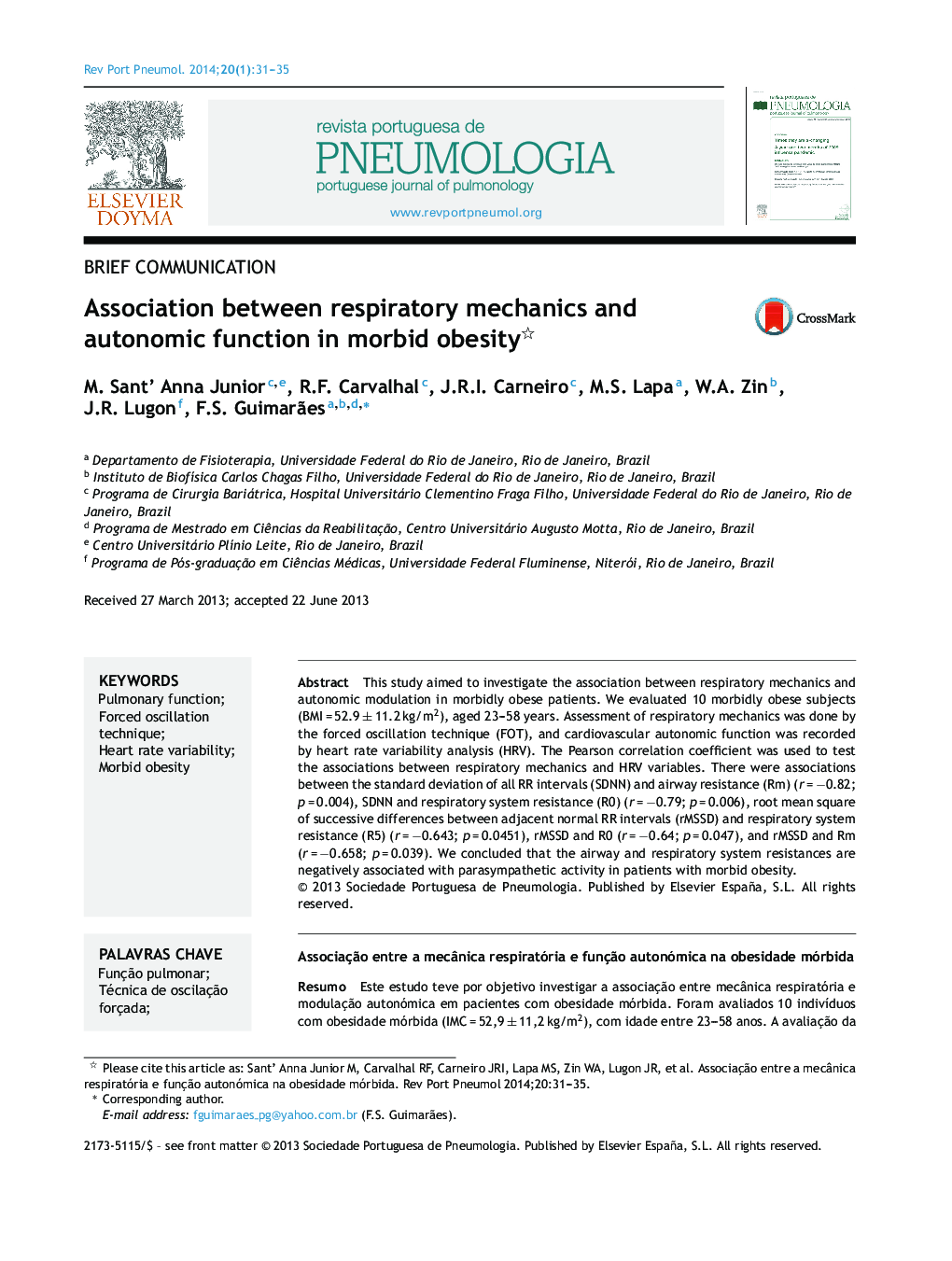 Association between respiratory mechanics and autonomic function in morbid obesity