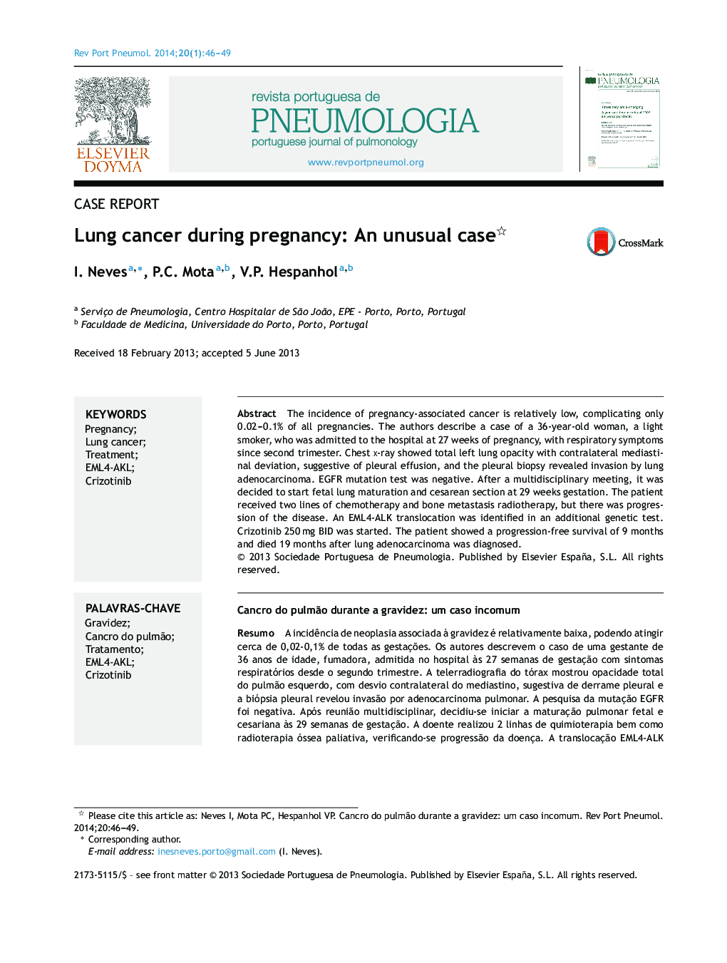 Lung cancer during pregnancy: An unusual case